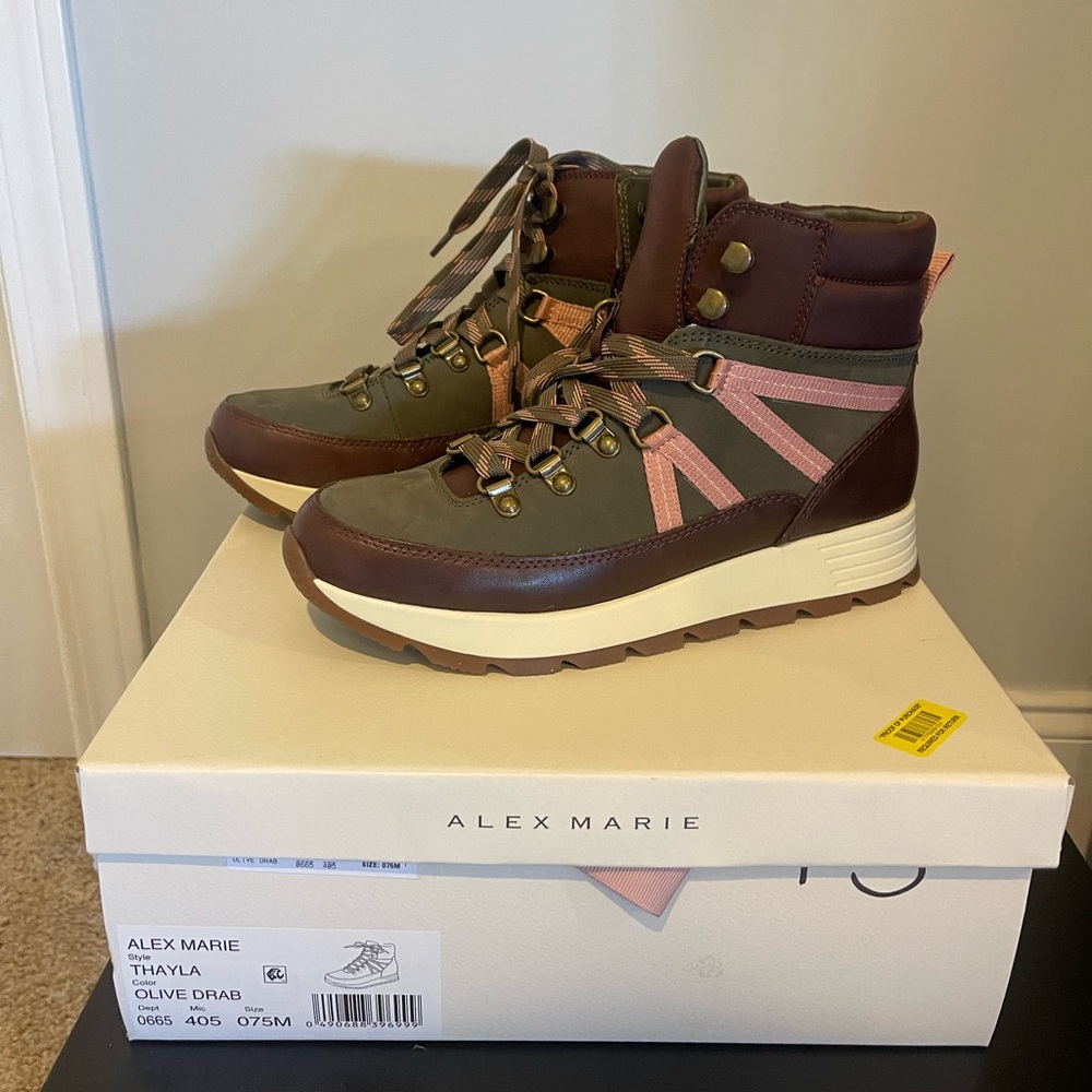 Alex Marie Women's Olive and Pink Hiking Boots